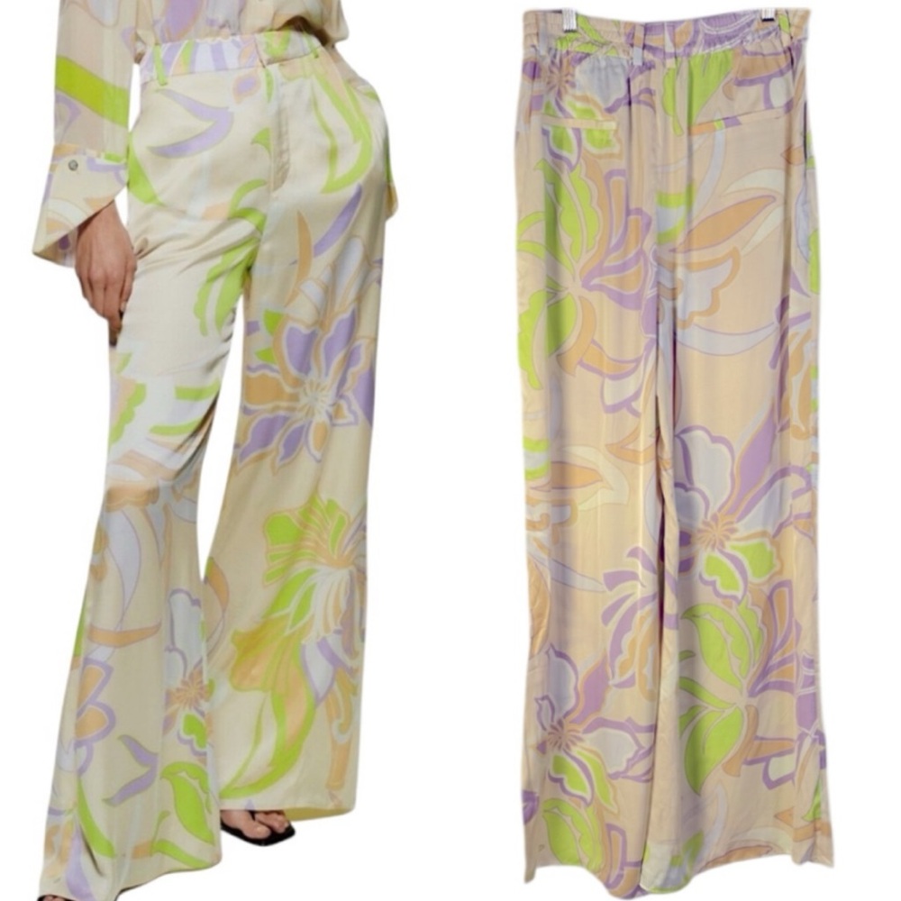 New Zara Blogger Favorite Pastel Wide Leg Flowy Lightweight Palazzo Trouser